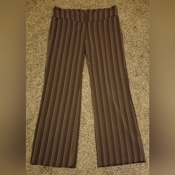 Brown two-tone with yellow stripe dress pants, size 9. - Picture 1 of 2